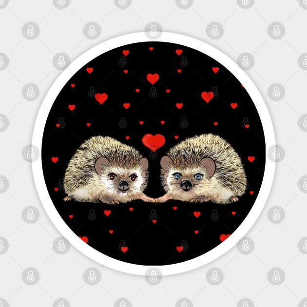 Hedgehog in love, lovers couple cute Magnet by Collagedream